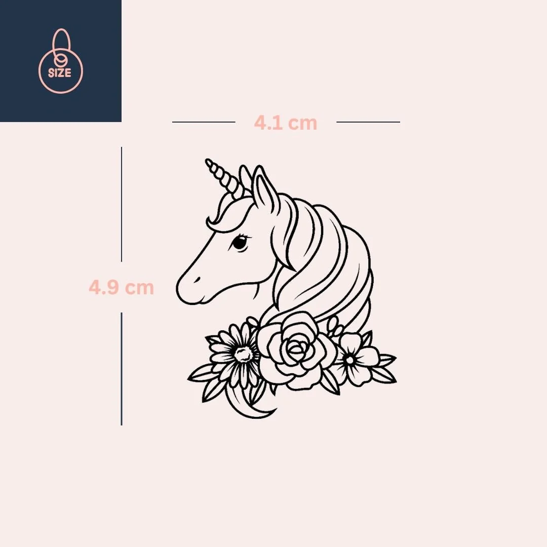 Floral unicorn head temporary tattoo - Image 4