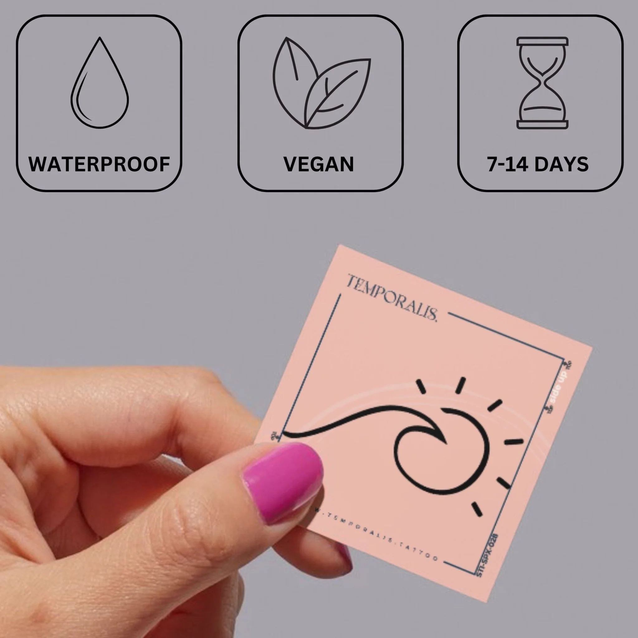 Fine line wave & sun temporary tattoo - Image 3