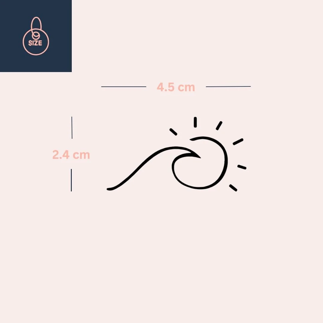 Fine line wave & sun temporary tattoo - Image 4