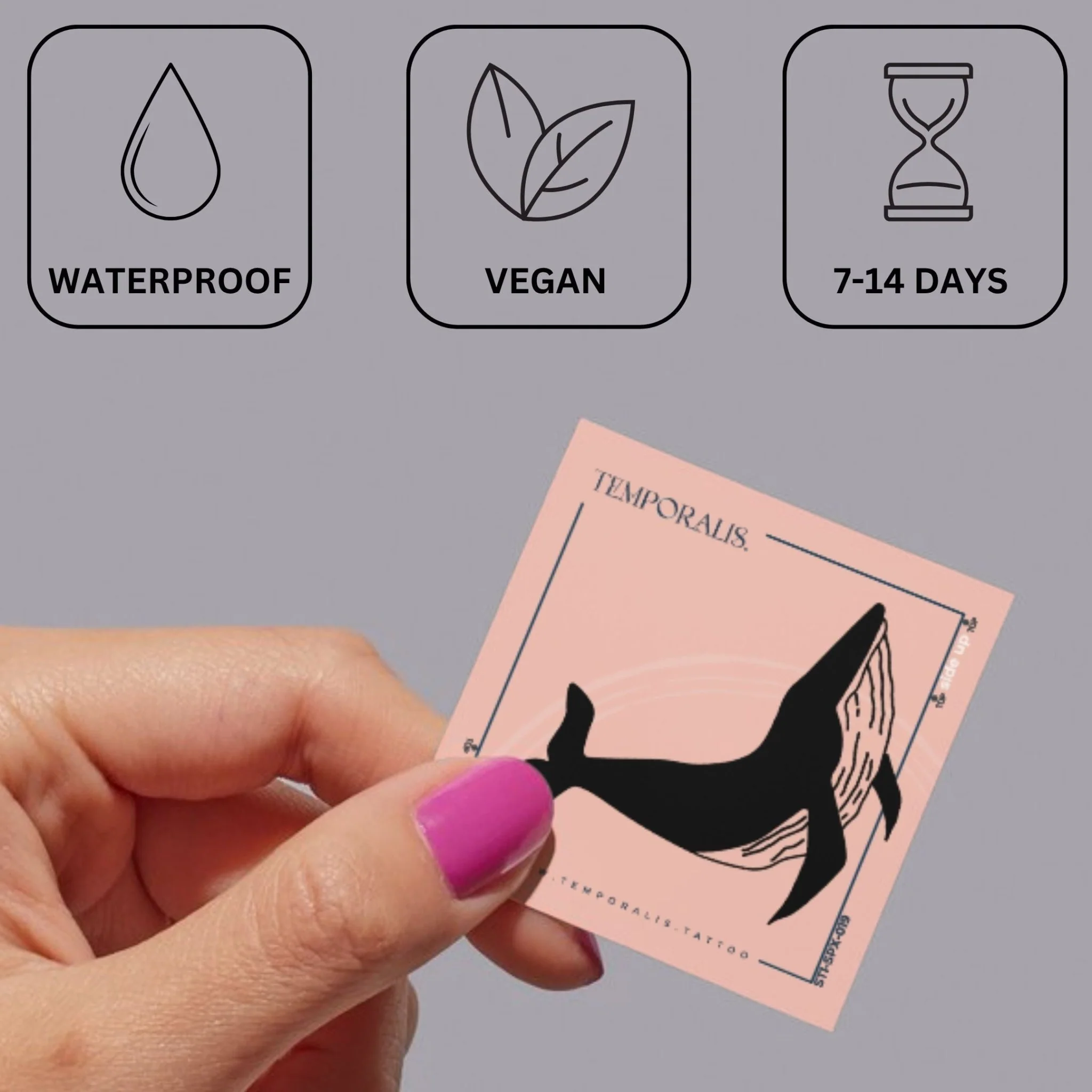 Whale Silhouette Temporary Tattoo - Image 3
