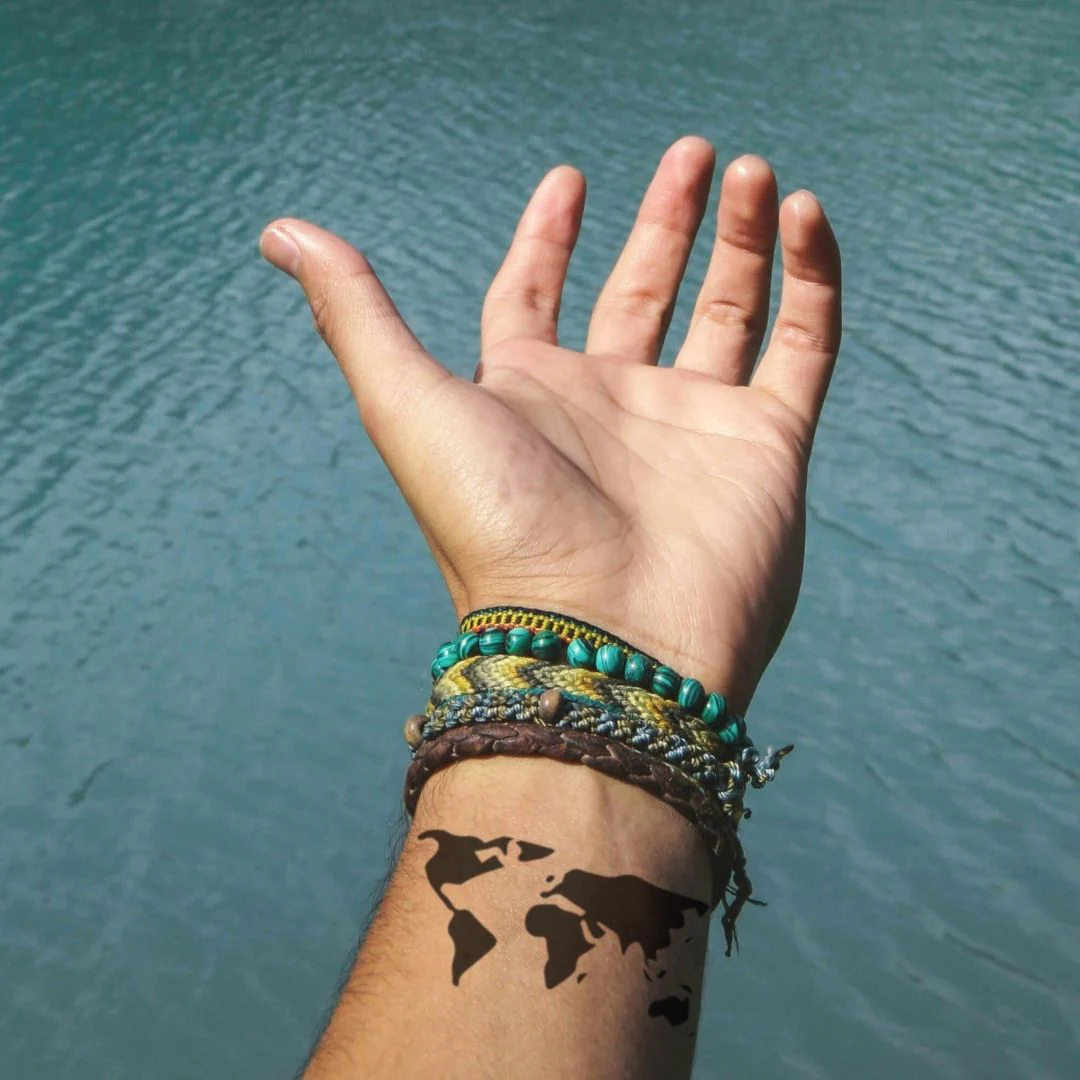 World Map Silhouette Temporary Tattoo