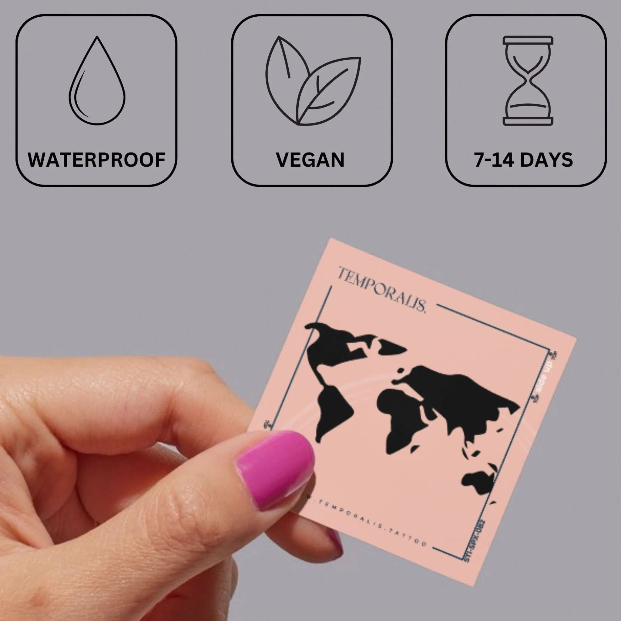 World Map Silhouette Temporary Tattoo - Image 3