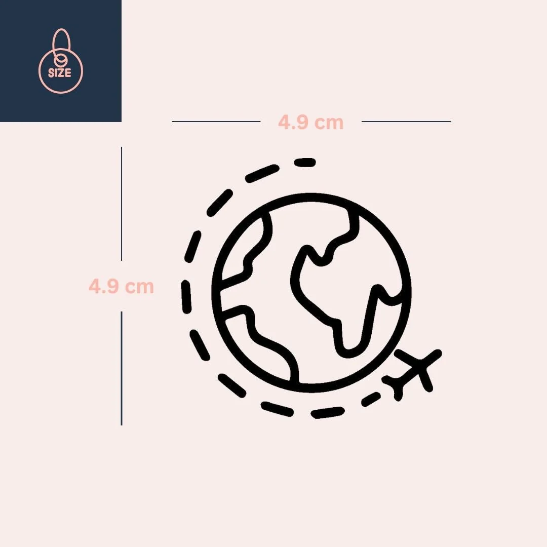 Globe and plane temporary tattoo - Image 4