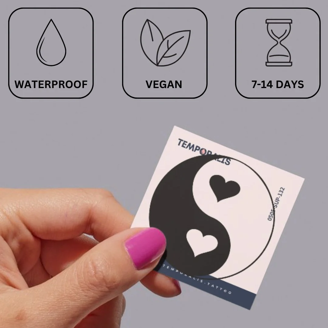 Yin Yang Hearts Temporary Tattoo - Image 3