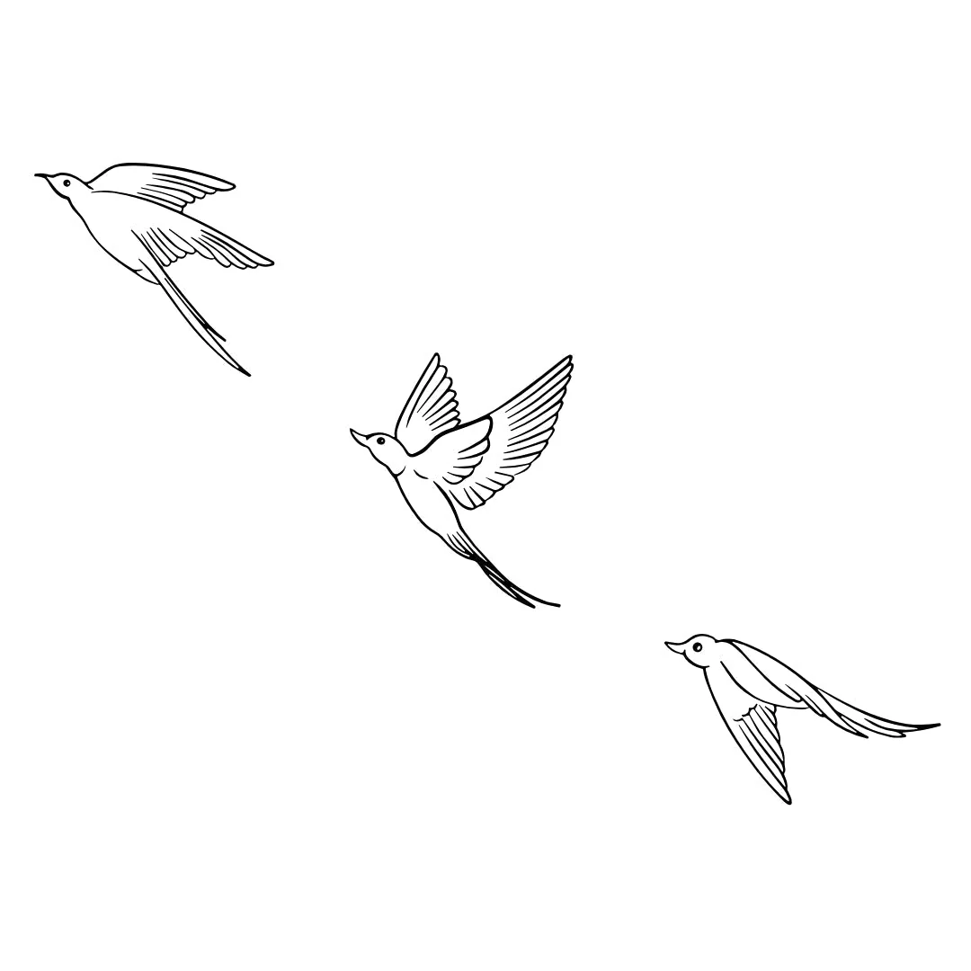Three swallows in flight temporary tattoo - Image 2