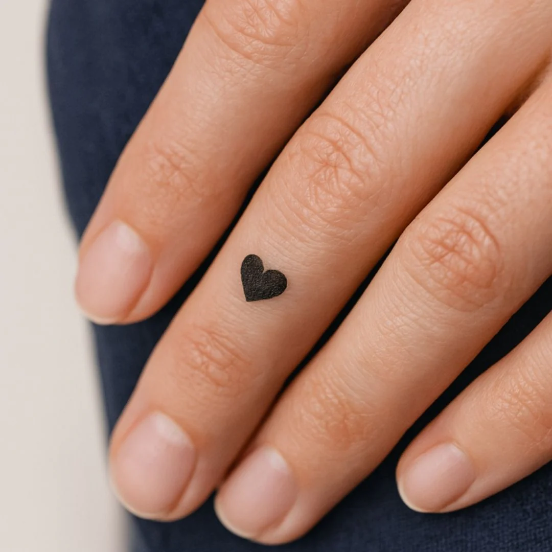 Solid black heart temporary tattoo
