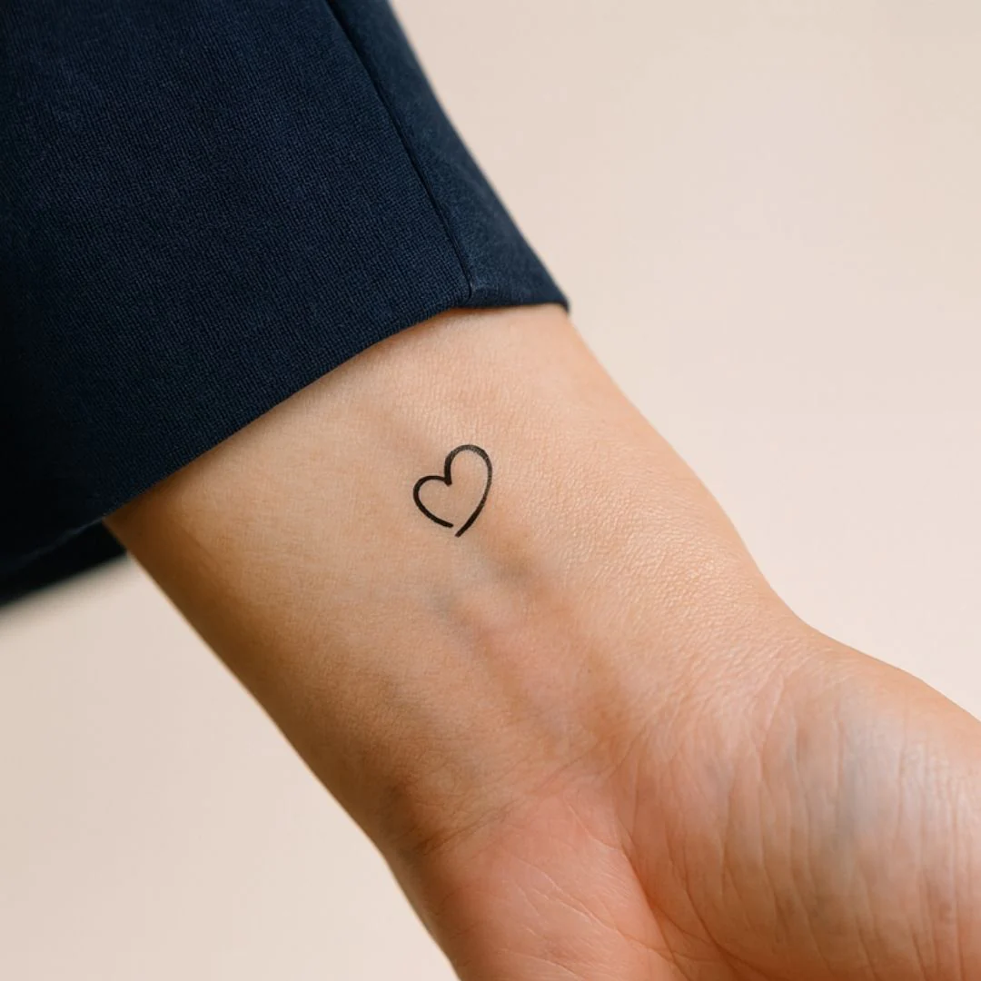 Single-line heart temporary tattoo