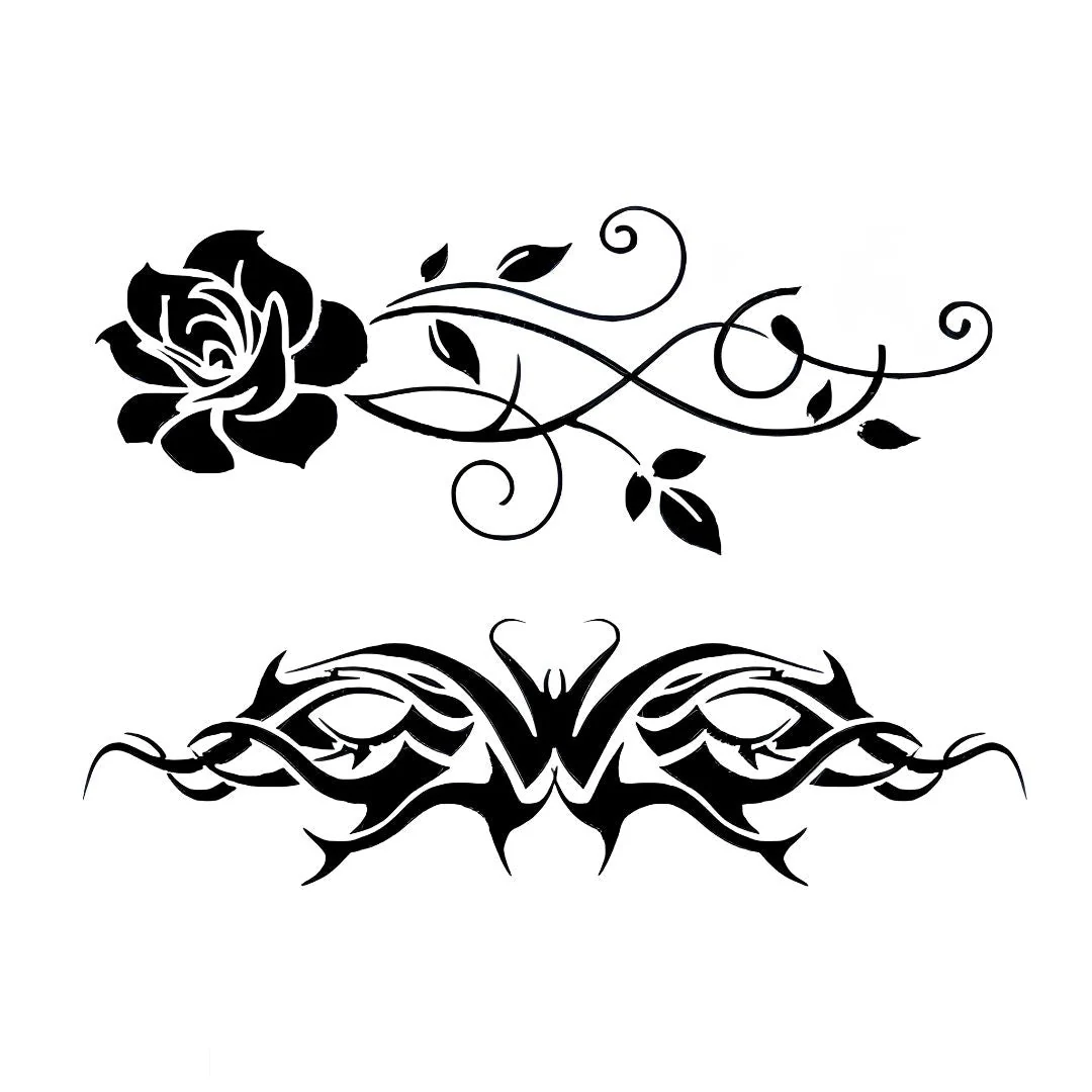 Tribal & Rose Vine Tattoo - Image 2