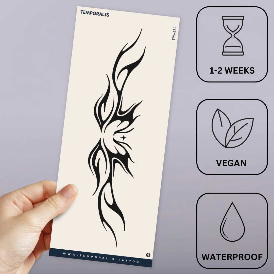 Tribal phoenix with spread wings temporary tattoo - Image 3