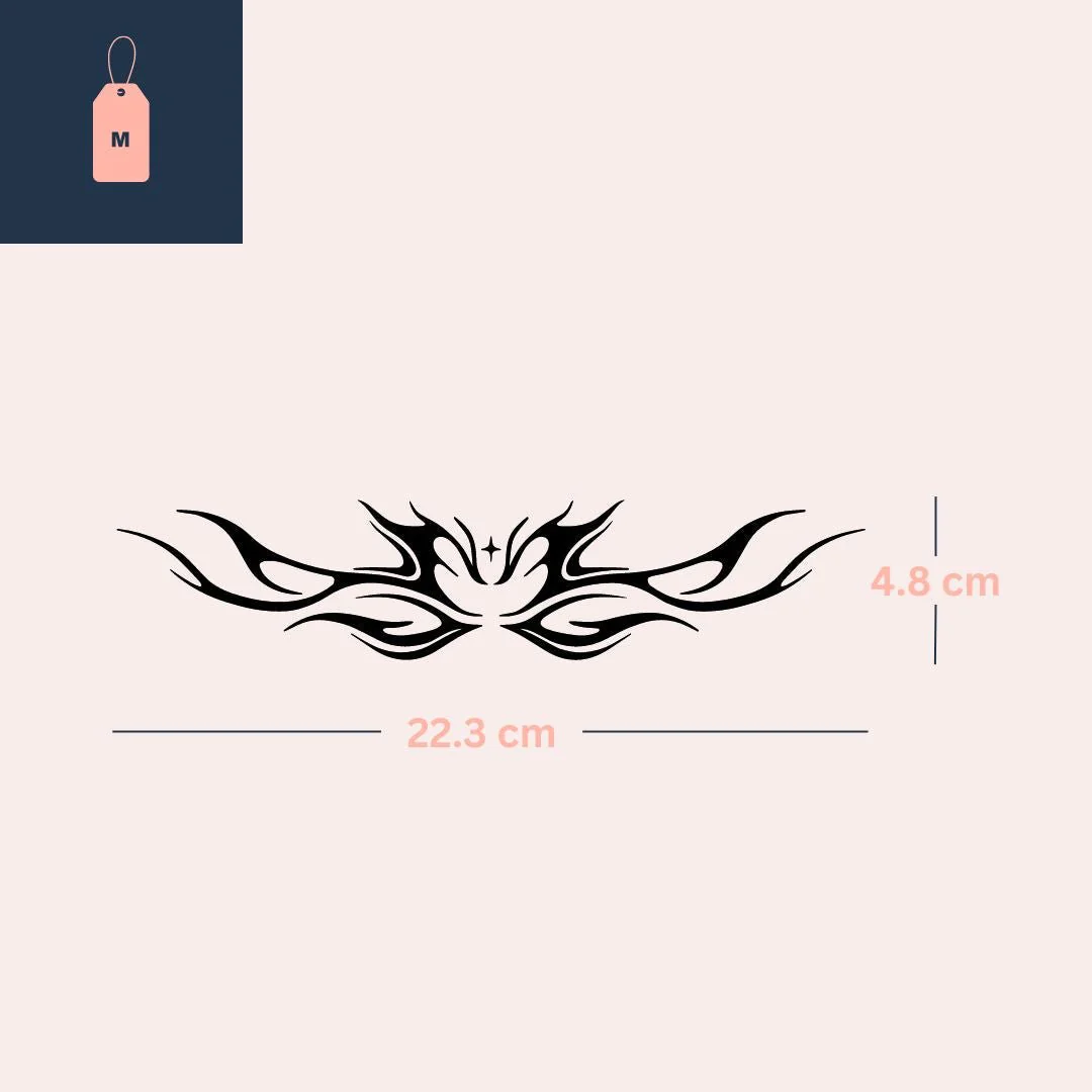 Tribal phoenix with spread wings temporary tattoo - Image 4