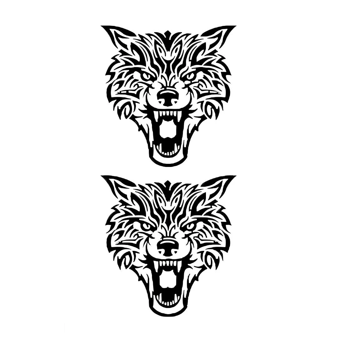 2 Tribal Wolf Heads