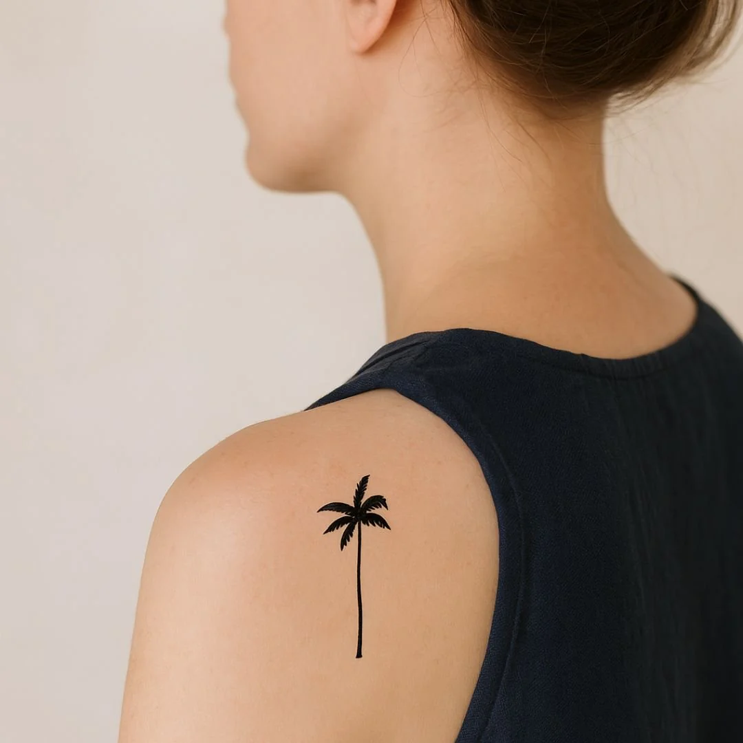 Palm tree silhouette temporary tattoo