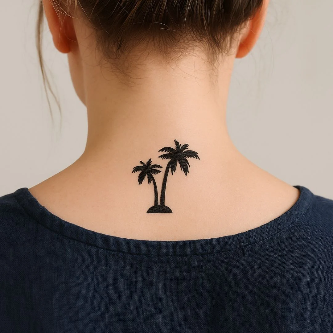 Twin Palm Trees Silhouette Temporary Tattoo
