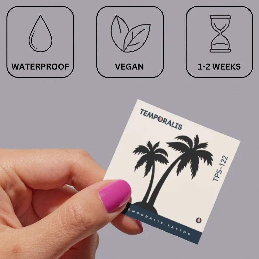 Twin Palm Trees Silhouette Temporary Tattoo - Image 3