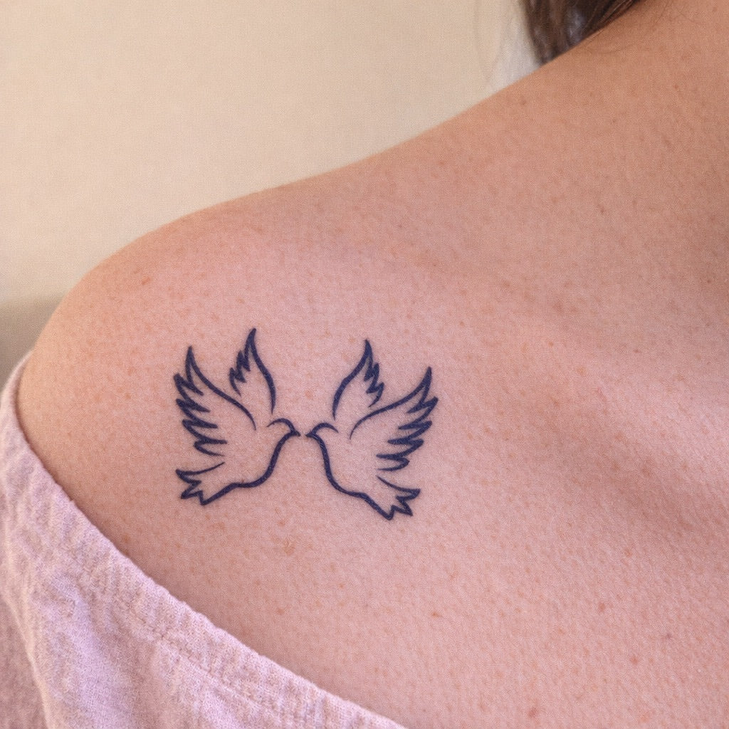 Two Doves Kissing Tattoo
