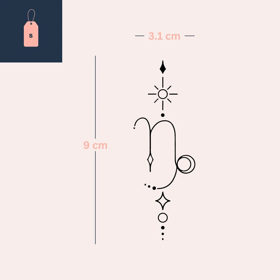 Celestial Virgo zodiac temporary tattoo - Image 4