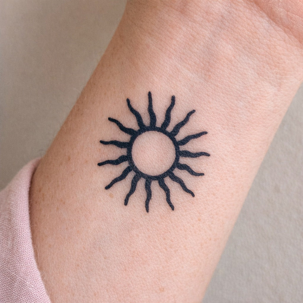 Wavy Sun Tattoo