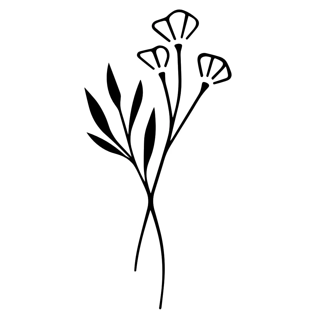 Three Flowers Fine Line Temporary Tattoo - Image 2