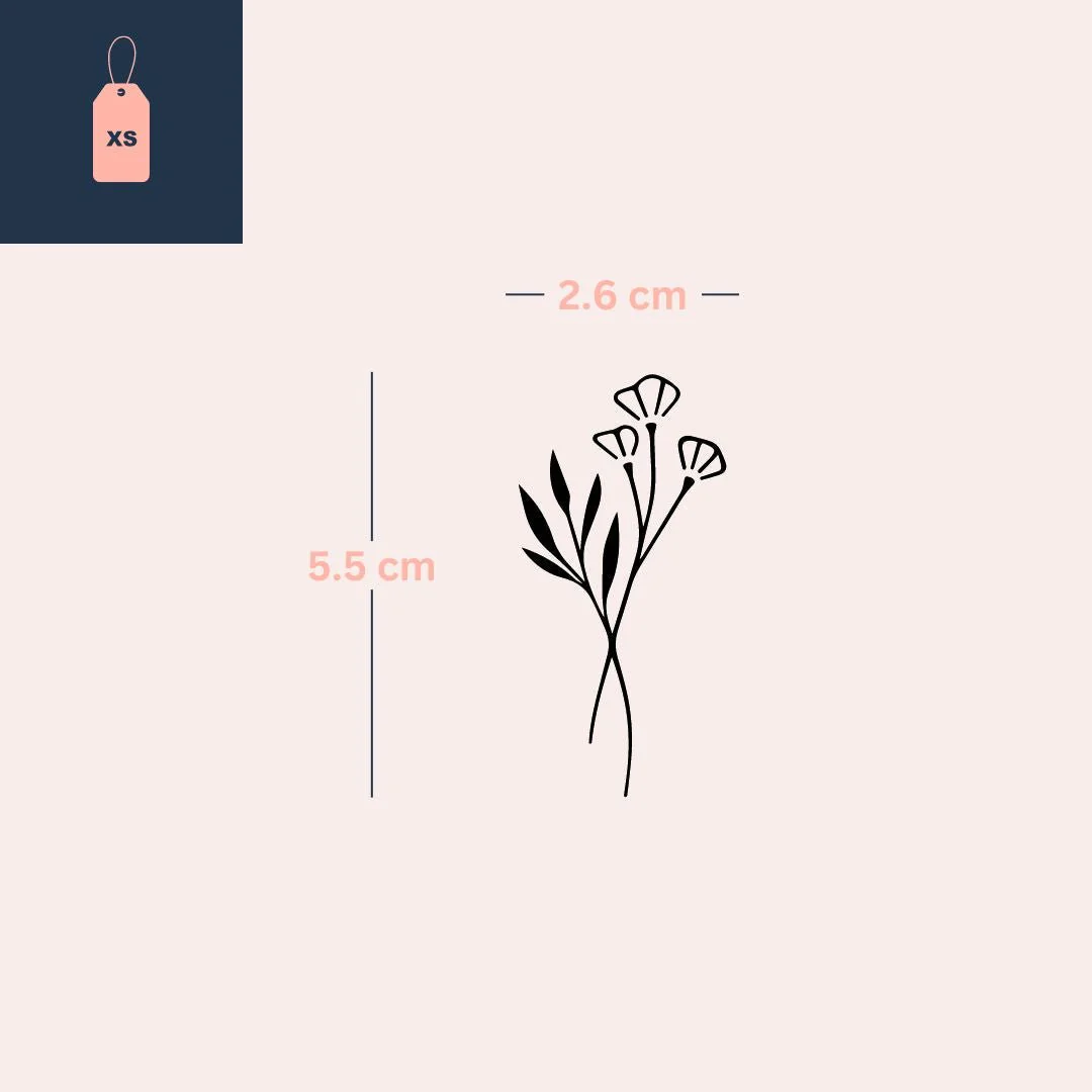 Three Flowers Fine Line Temporary Tattoo - Image 4