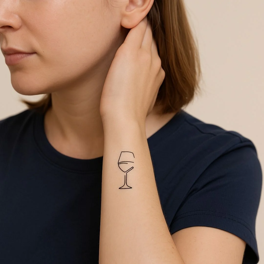 Wine Glass Temporary Tattoo – Continuous Line