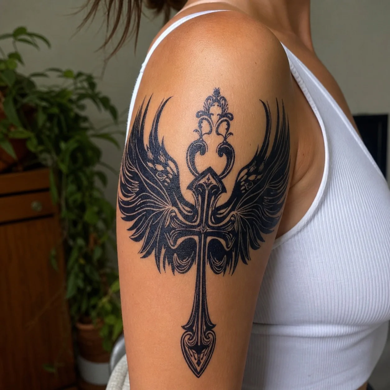Winged Cross Tattoo