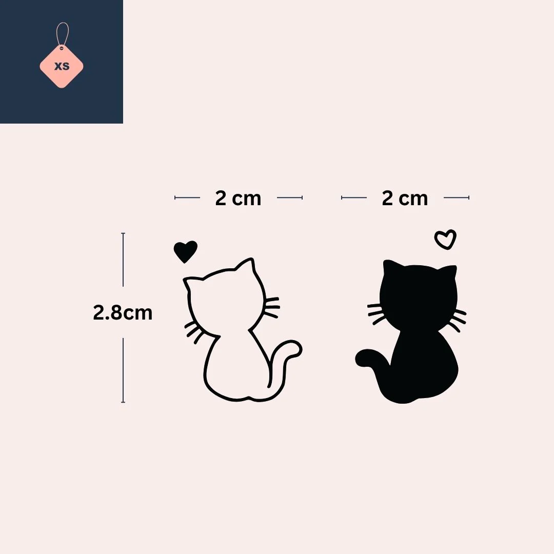 Two cats back-to-back temporary tattoo with hearts - Image 4